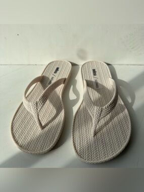 Melissa Cream Woven Thong Sandals